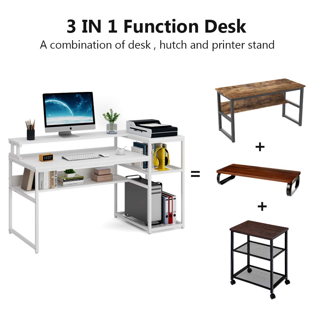 Tribesigns Computer Desk with Hutch and Storage Shelves, 63 inch Large