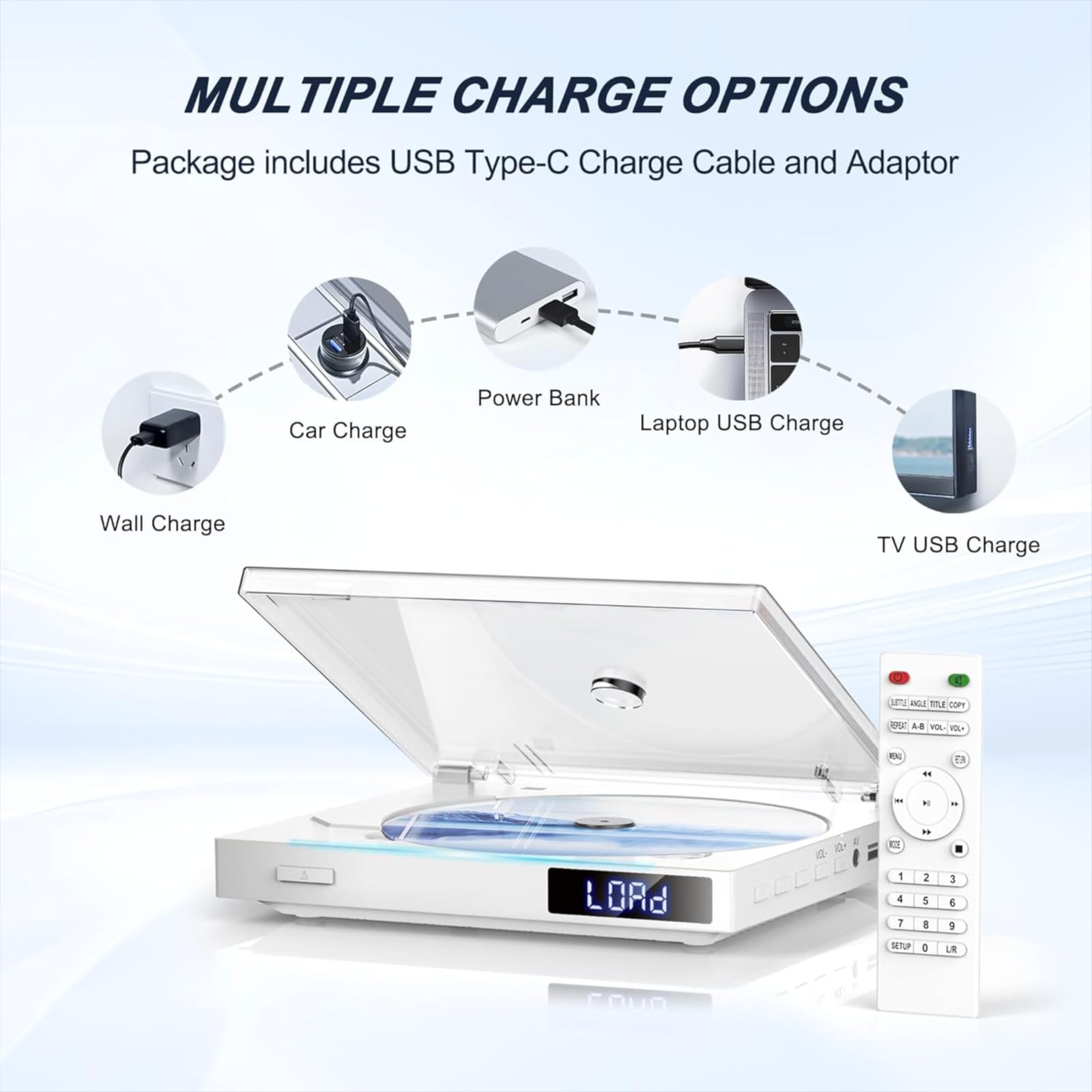 Slim Reproductor DVD Compacto para TV, 1080P HDMI DVD CD Player para Todas Las regiones Libres, Memoria Playbakc, HDMI/AV de Salida, USB 2.0, Soporte PAL/NTSC (Píxeles, White 720)