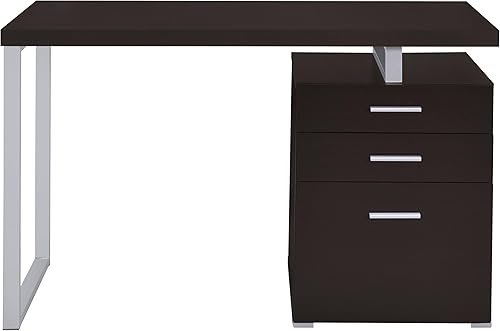 Vista 6 de Coaster Home Furnishings Brennan - Escritorio moderno y contemporáneo de 3 cajones con cajones para computadora, mesa de estudio, archivador