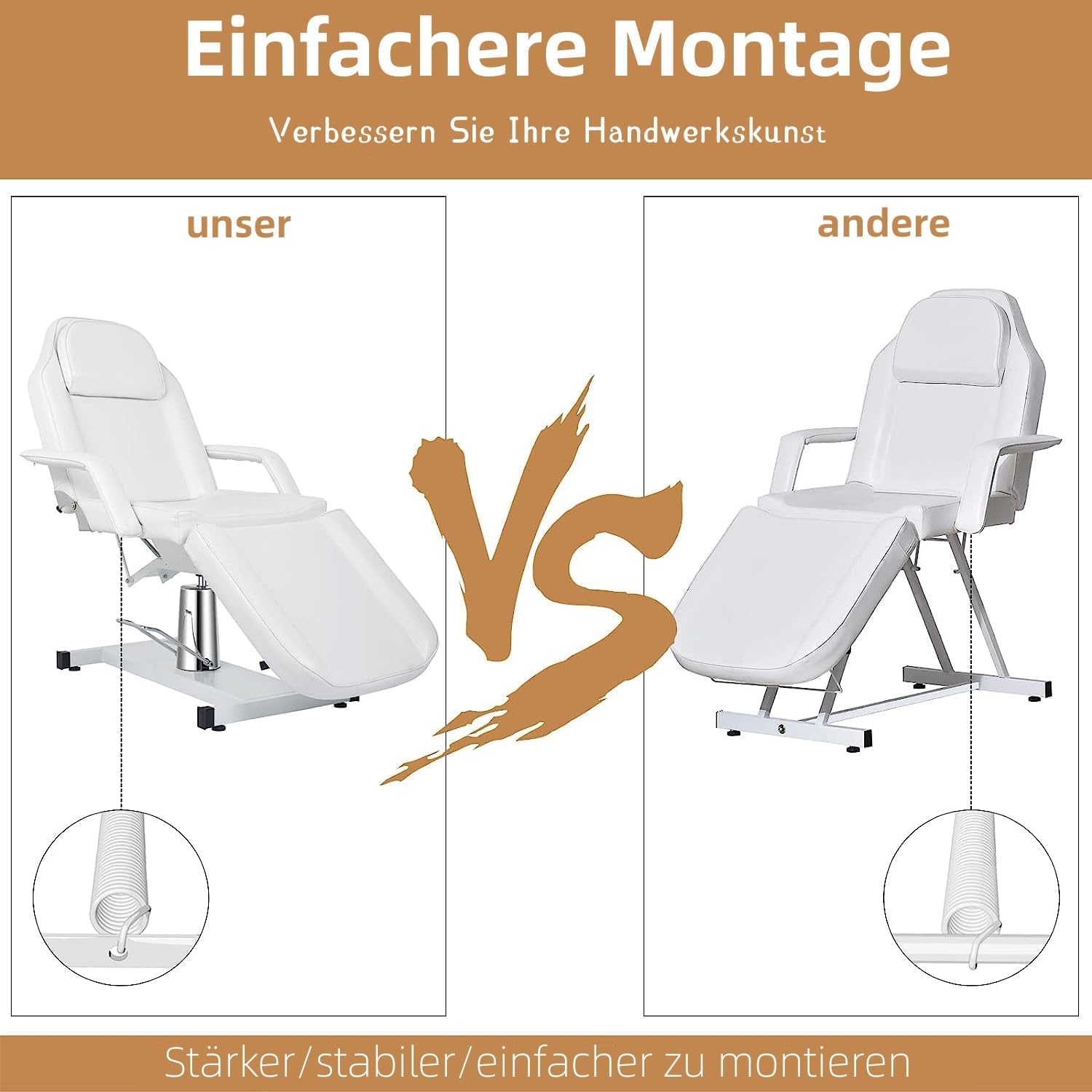 LEADZM Hydraulische Massageliege Weiß | hydraulische Höhenverstellung, ideal für Tattoo, Kosmetik und Massage