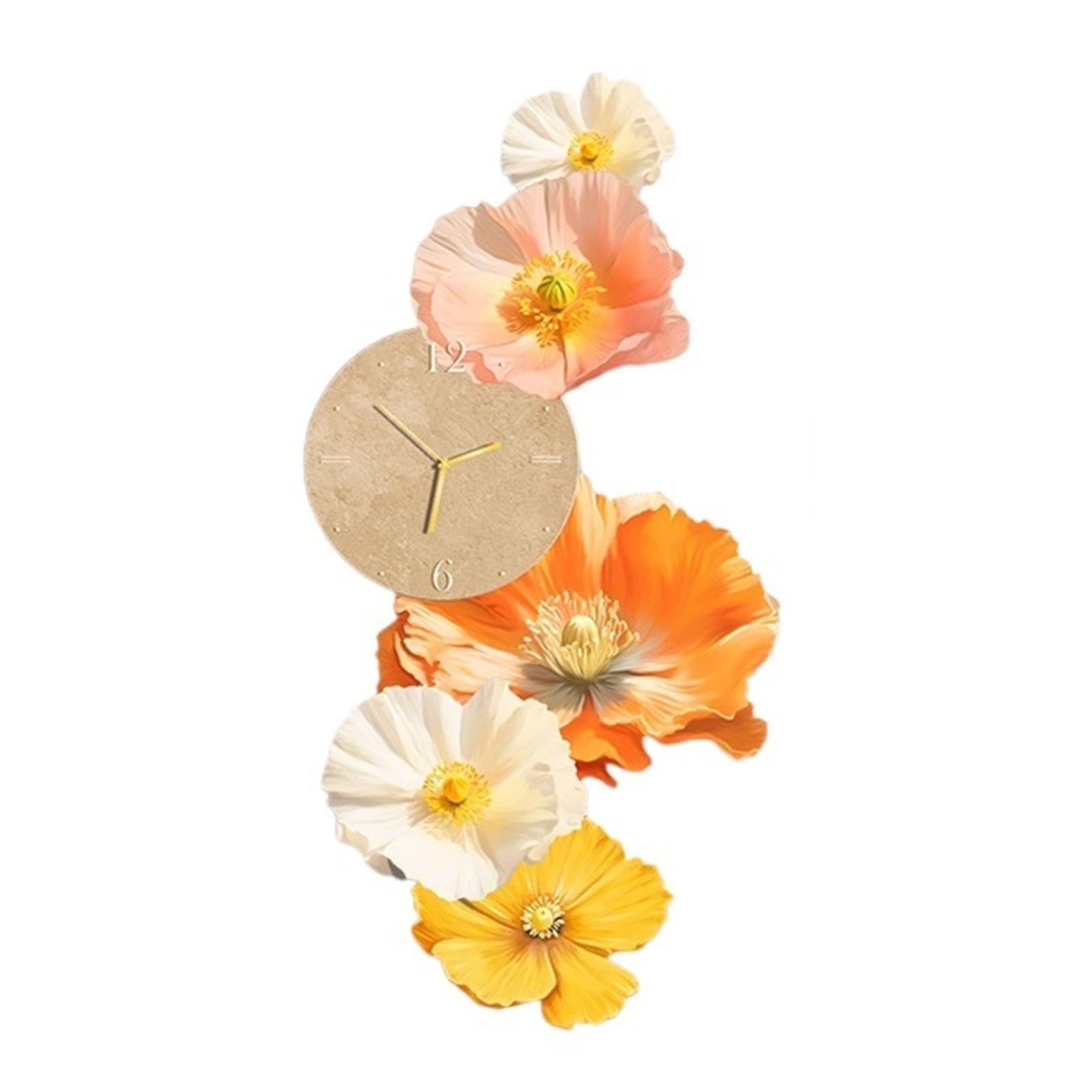 Reloj Cocina Cuadro Decorativo de Flores con Luz LED y Reloj