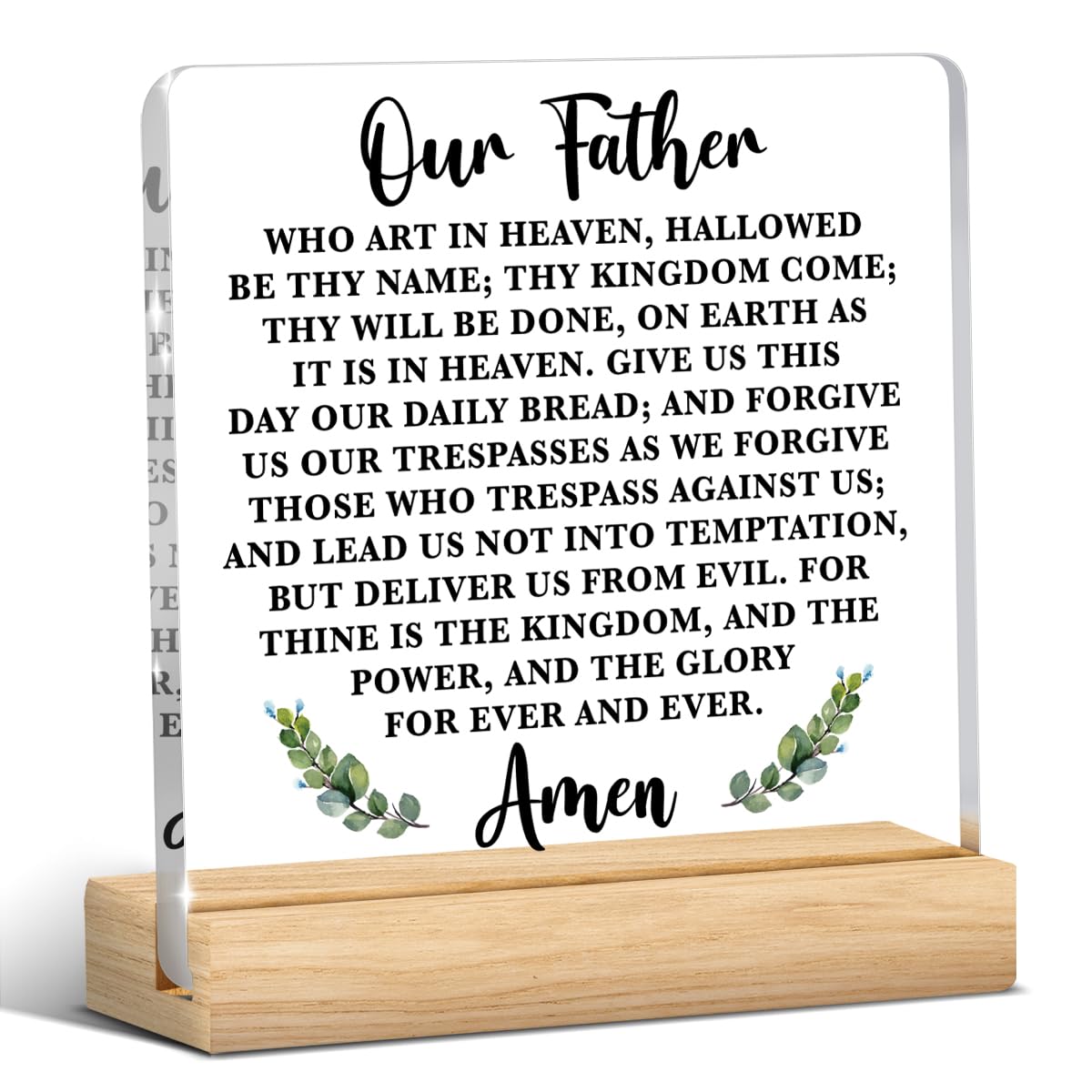 The Lords Prayer Bible Verse Office Desk Decor, Our Father Prayer Religious Gifts, Christian Home Decor for Women Men Sister Mother, Acrylic Table Sign Halloween Christmas Thanksgiving Birthday Gifts-image-25