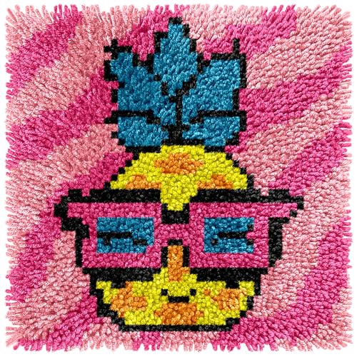 Image of Latch Hook Kits for Adults Beginners, Rug Hooking Kit 30*30cm Small Home Decor Rugs Making Kit with Crochet Tool & Precut Yarns and Coded Canvas Christmax Halloween Craft Gifts for Women Mom