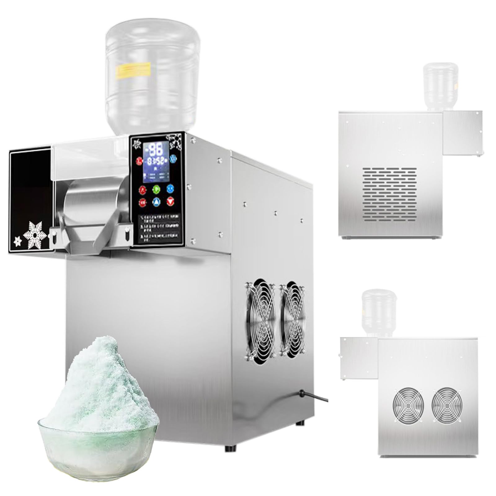 Macchina per Ghiaccio e Granite, Fiocco di Neve Commerciale, 120 kg/24 Ore, Neve elettrica tritata, Controllo Intelligente per Bar, gelateria, A