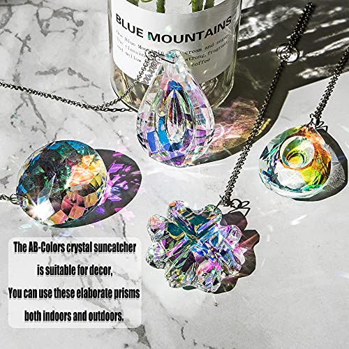 Image of 4pcs Prisms Crystal Suncatchers for Window Hanging Sun Catchers Indoor | Colorful,Rainbow Maker,Suncatcher With Crystals,for Home Garden Decor,Lamp Chandelier Prisms,Gift For Women,Light Catcher