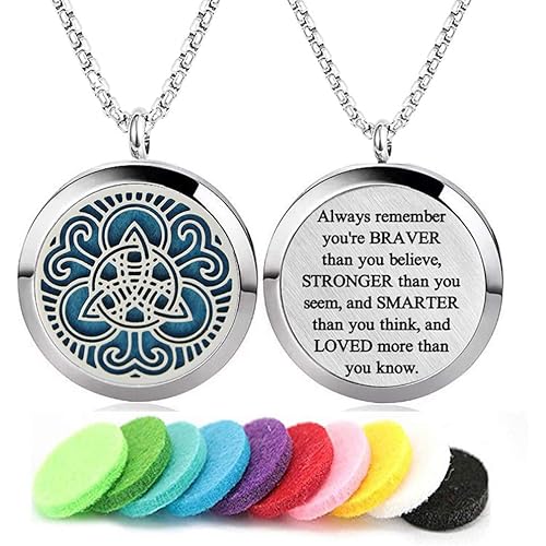 GFONDINGD Stainless Steel Aroma Therapy Aromatherapy Essential Oil Diffuser Necklace Locket Pendant