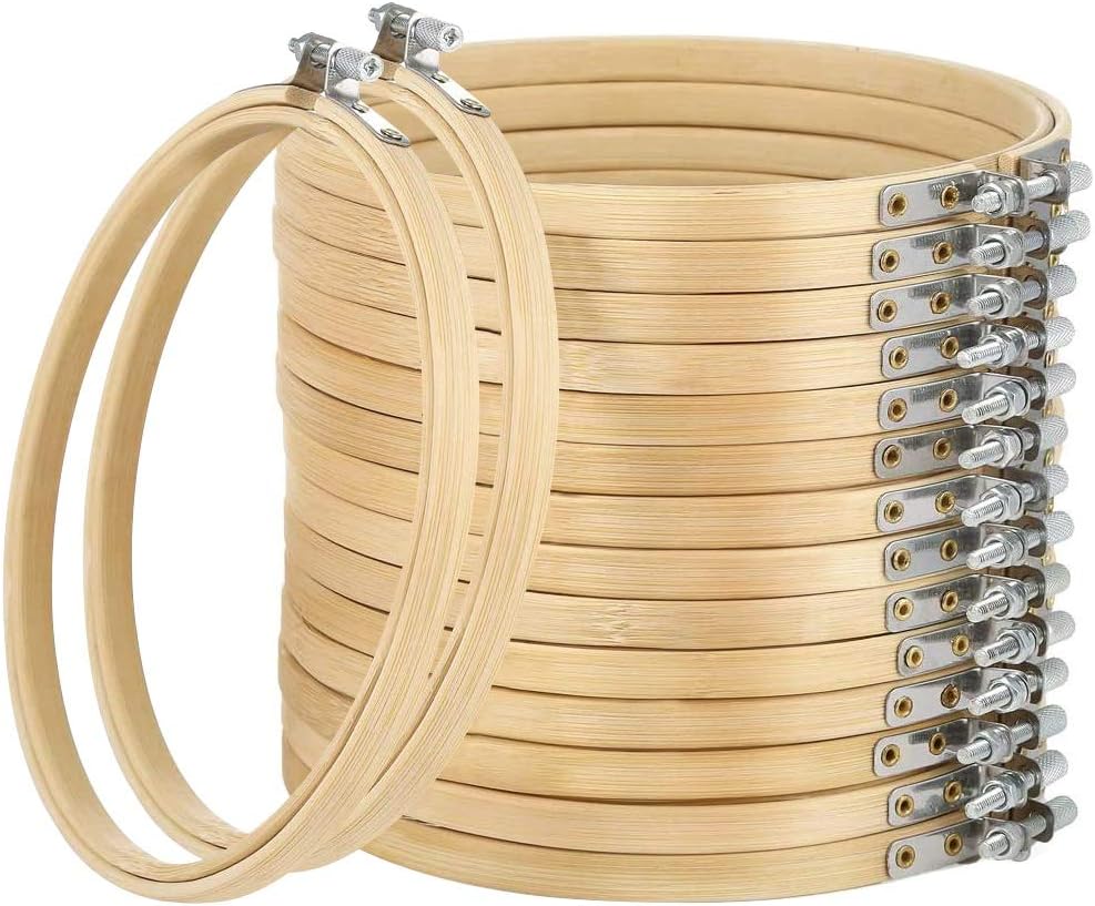 16 Pack 4 inch Mini Bamboo Circle,Embroidery Hoop Cross Stitch Hoop Ring for DIY Art Craft Handy Sewing