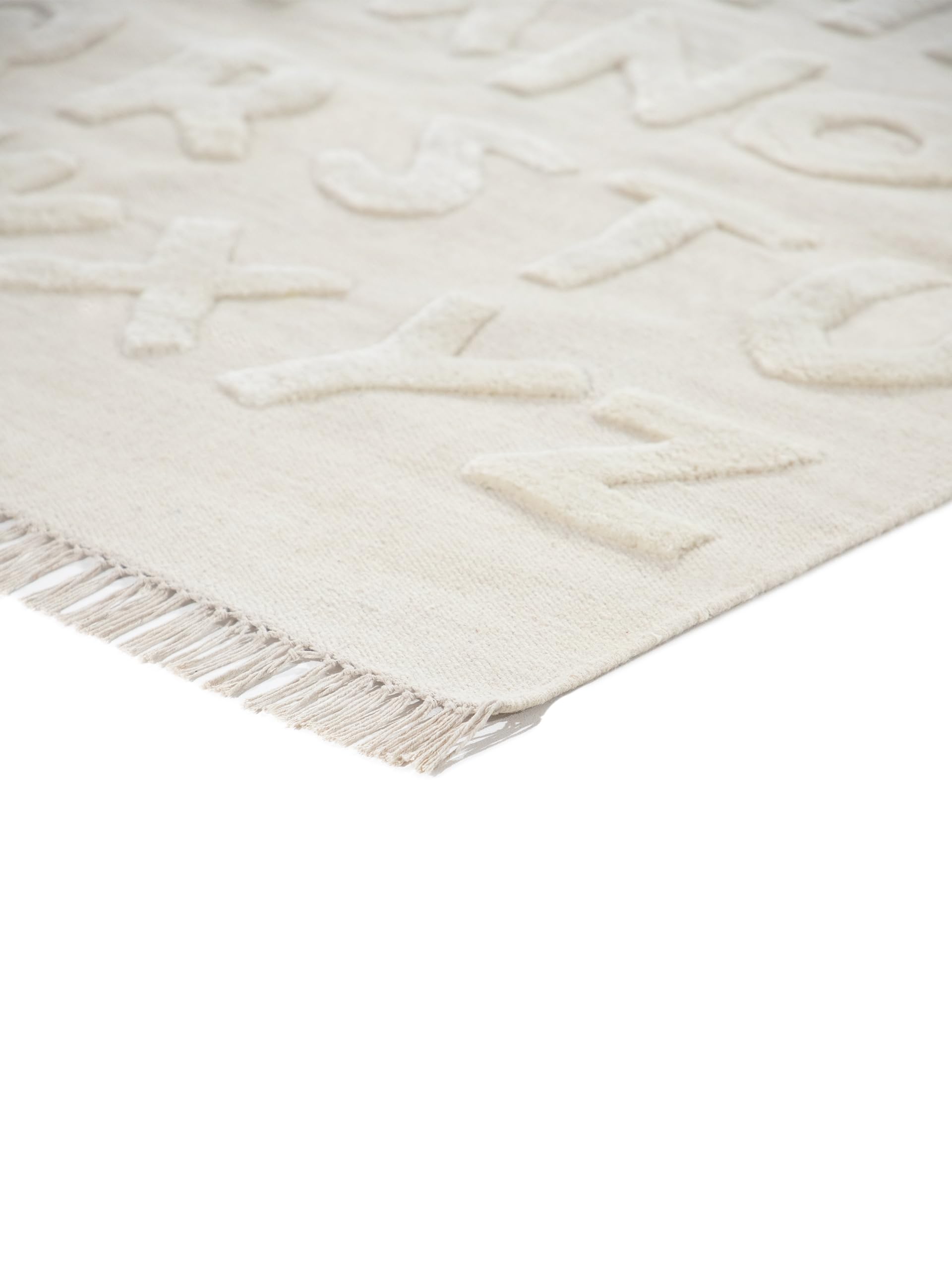 carpetfine Kinderteppich ABC Alphabet Creme 120x170 cm - Lernteppich und Spielteppich mit feinen Reliefdetails, weich & robust, ideal fürs Baby- & Kinderzimmer