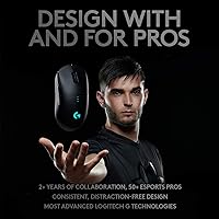 Vista 2 de Logitech G PRO - Mouse inalámbrico para juegos sensor Hero 16K 16000 DPI RGB ultraligero de 4 a 8 botones programables larga duración de la batería