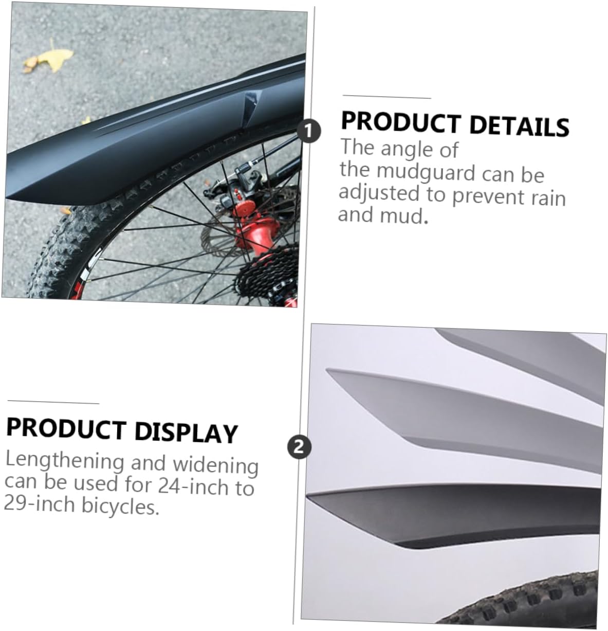 HANABASS 1Set Bike Mudguards Front Rear Mud Guards for Mountain Bikes Quick Release Design for Cyclists