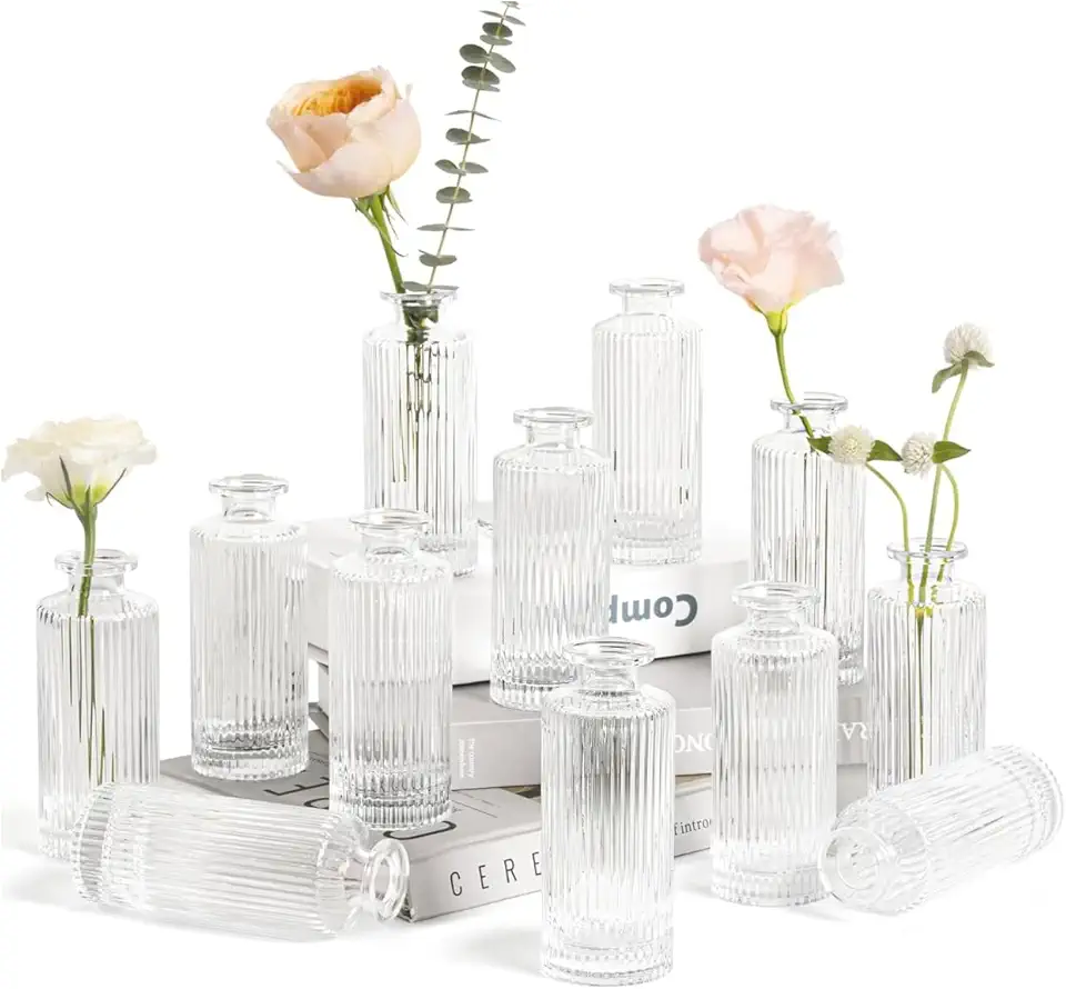 Kit 5 Vasos Decorativo em Vidro Jarrinho Flores Solitário Difusor