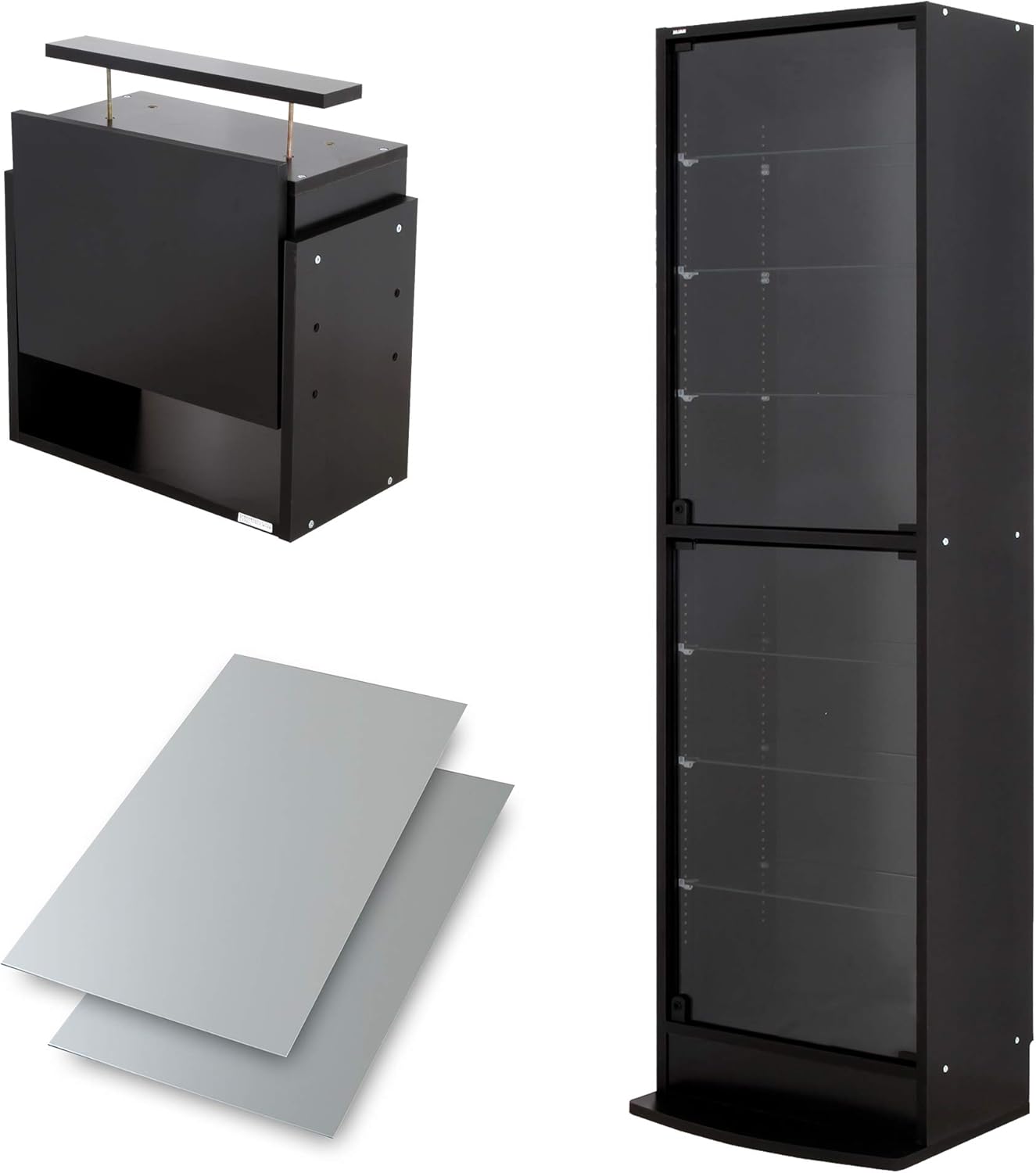 (JAJAN)フィギュアラック サード レギュラー 本体ハイタイプ + 上置きロータイプ +背面ミラー2枚 幅55cm奥行29cm[