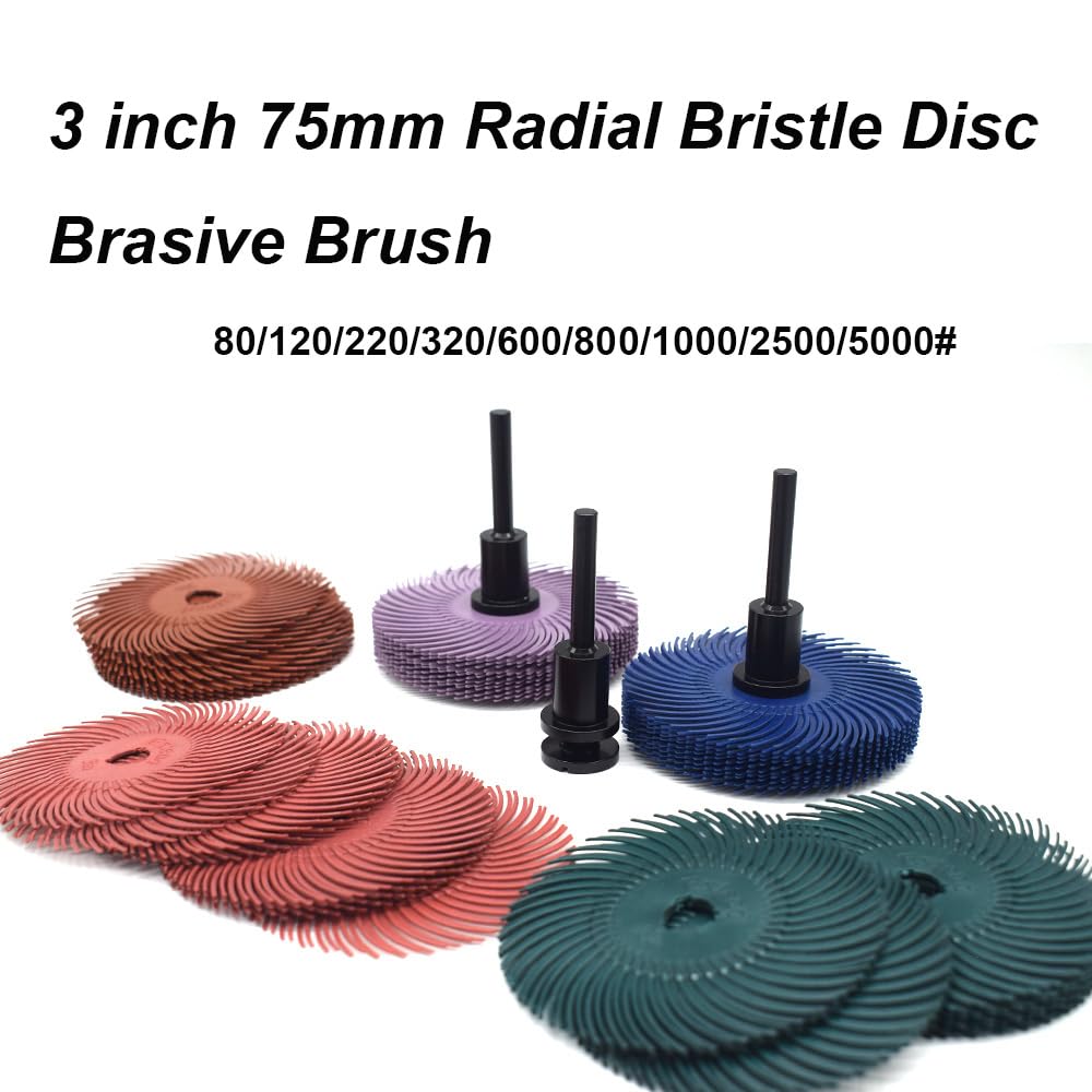Tarcza gumowa, Szczotka tarczowa z włosia 3 cale 75 mm 10 szt. Polerka trzpień biżuteria drewna uchwyt tworzywa sztucznego(10pcs 5000 grit)