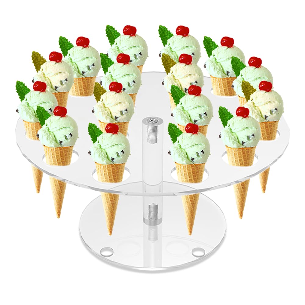 Eistüte Halter, 16 Loch Eistütenhalter, Acrylic Eistütenhalter Acryl Eistütenhalter Eiscreme Ständer Eiswaffelständer für Ostern Weihnachten Jubiläen Geburtstag Party Hochzeit Restaurant