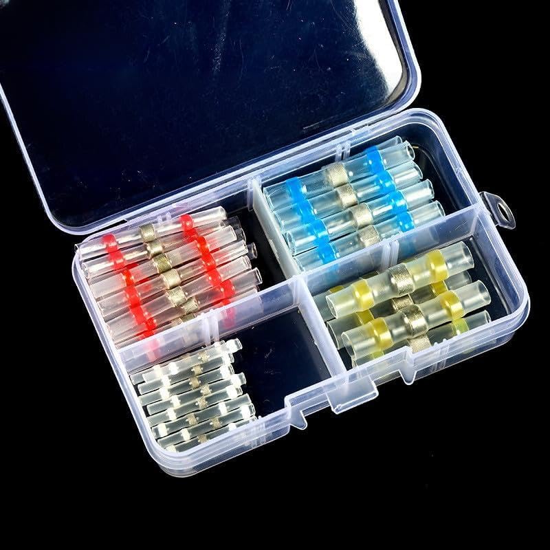 50PCS Waterproof Solder Seal Sleeve Splice Terminals Heat Shrink Electrical Wire Butt Connectors Kit Assortment 10-26AWG - (A)