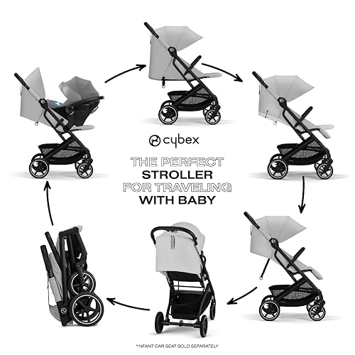 Miniatura 3 de CYBEX Beezy 2 - Cochecito de viaje compacto y ligero, compatible con asientos de automóvil CYBEX, gris niebla