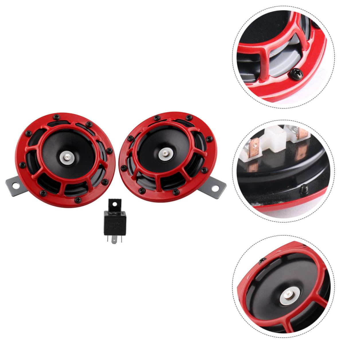 BESPORTBLE Silbato de Coche Bocina de Coche con Relé Aleación de Aluminio Rojo y Camión Instalación Fácil Súper Fuerte Uso Profesional y Personal