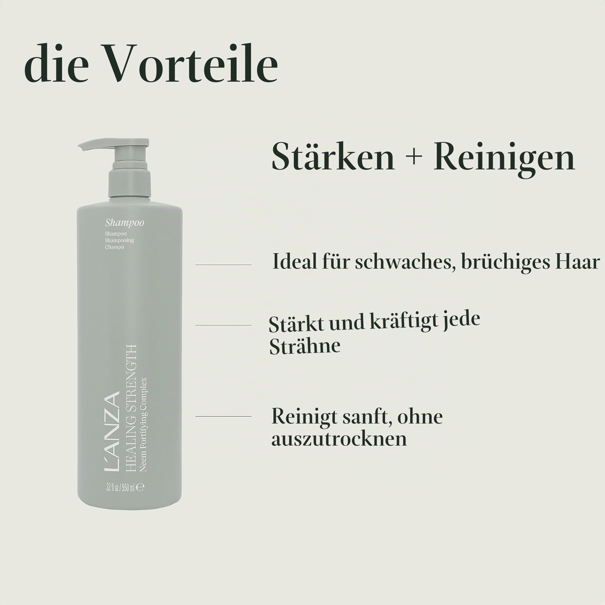 L'ANZA Heilkraft Weißes Tee Shampoo (1,000 ml), Stärkt, Schützt und Stellt Schwaches, Brüchiges und Gealtertes Haar Wieder Her, Reich an Keratin-Protein, Heilenden Ölen und Vitamin C, Keratin Shampoo