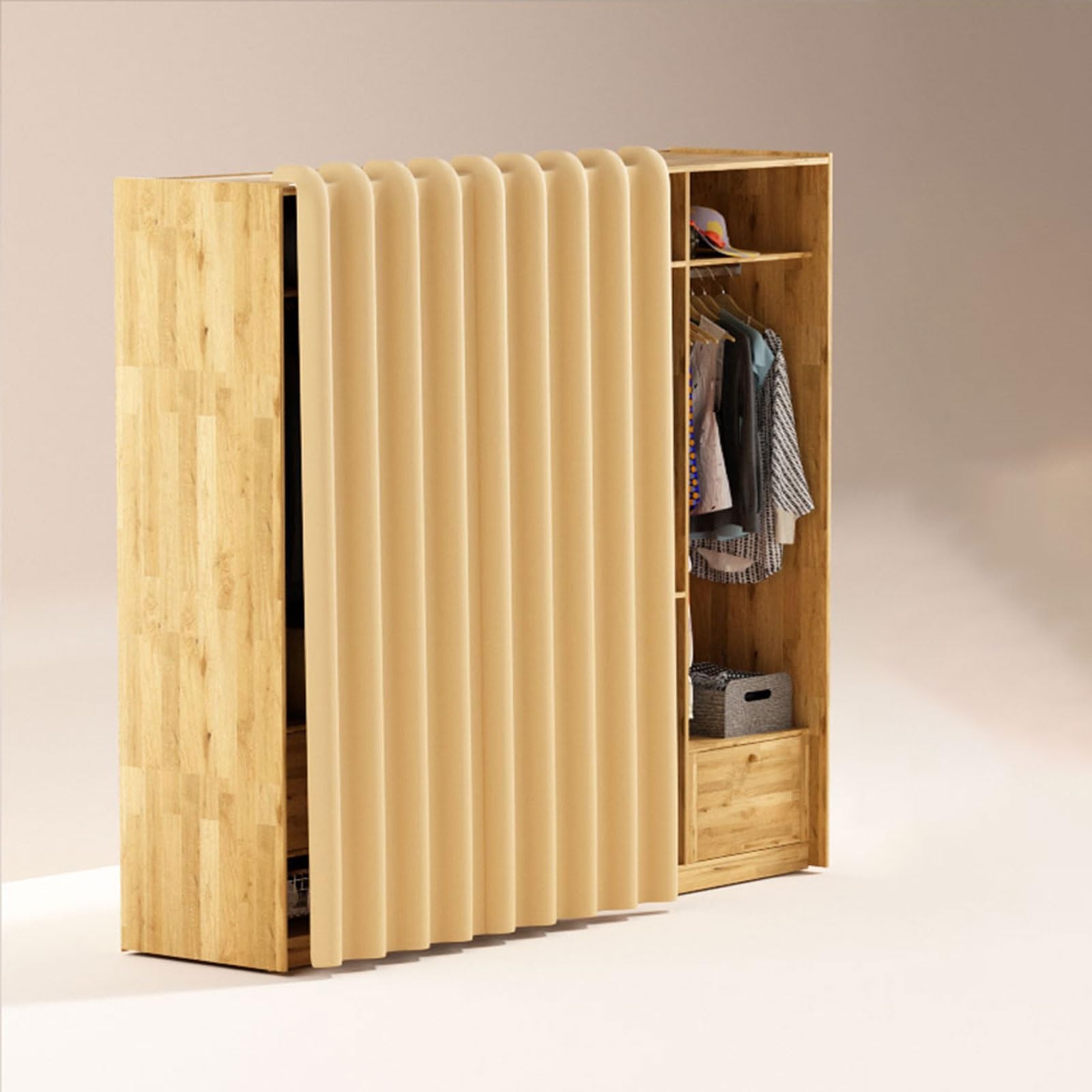 Rideaux multifonctionnels anti-poussière en tissu durable pour rangement sous évier cuisine