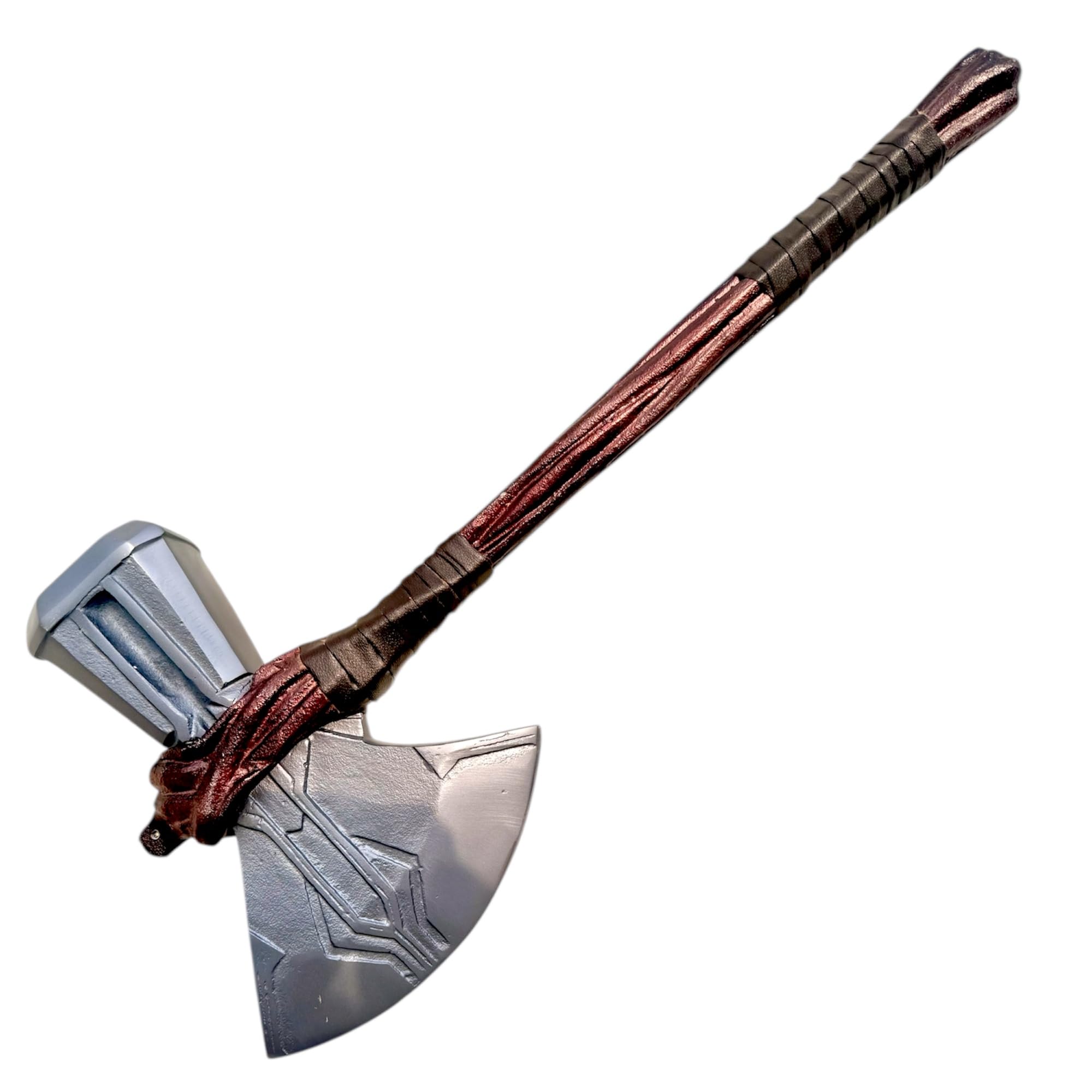 Thor Stormbreaker 1:1 Scale Collectible Metal Axe, Cosplay Movie Prop Replica Hammer Weapon, Silver and Brown.