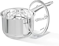 Vista 4 de SUNHOUSE Sartén de acero inoxidable de 3 cuartos con tapa, sin PFOA, sartén de acero inoxidable, base de inducción de unión de impacto avanzada