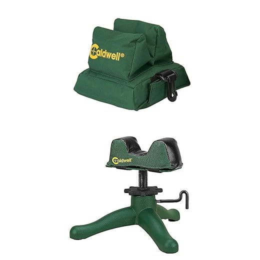 Caldwell Deadshot Filled, Rear Shooting Bag with Durable Construction and Water Resistance and Hunting The Rock Jr Adjustable Ambidextrous Rifle Shooting Rest for Outdoor Range