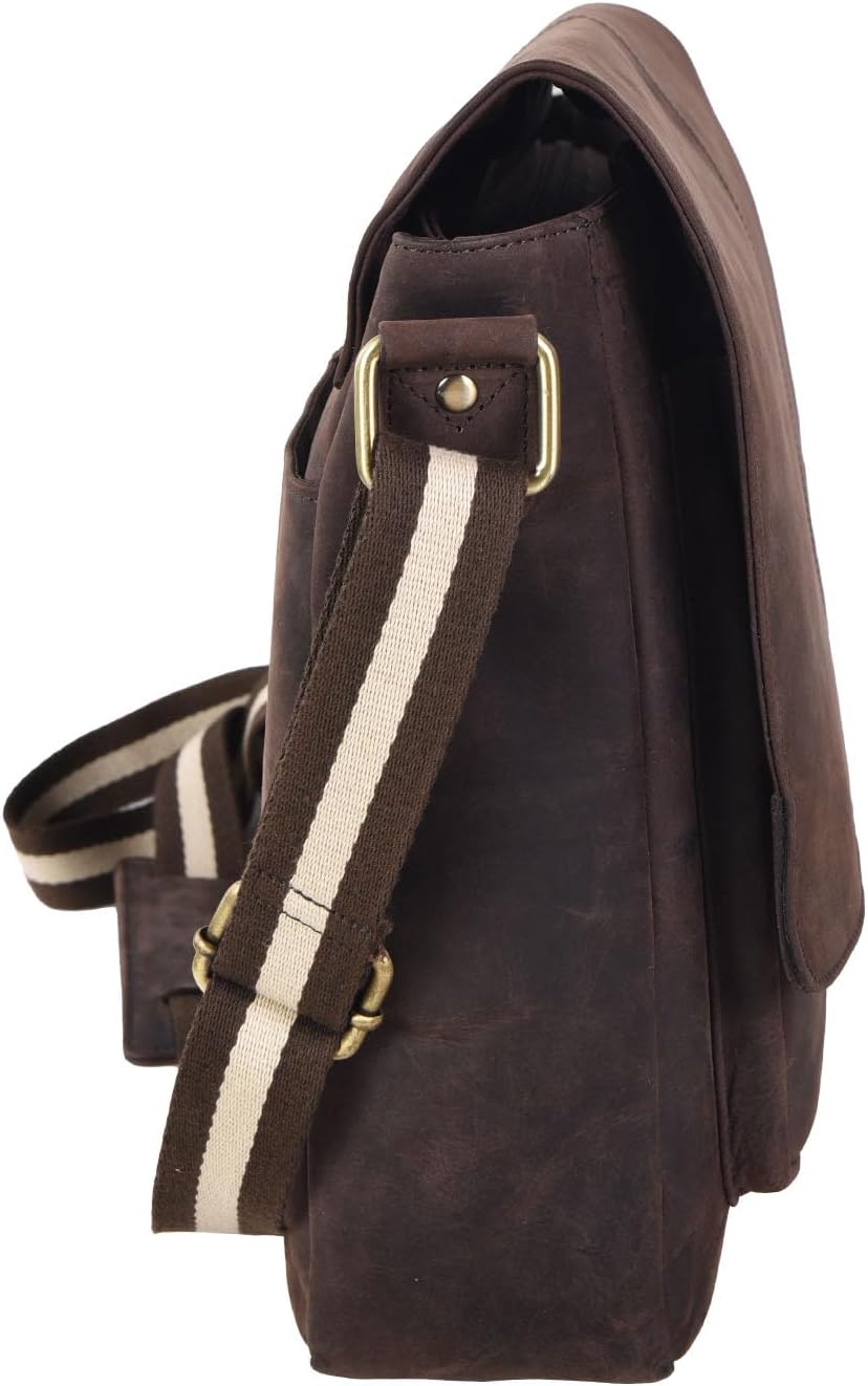 SERGA Real Leather Messenger Laptop Bag for Men & Women LEGACY