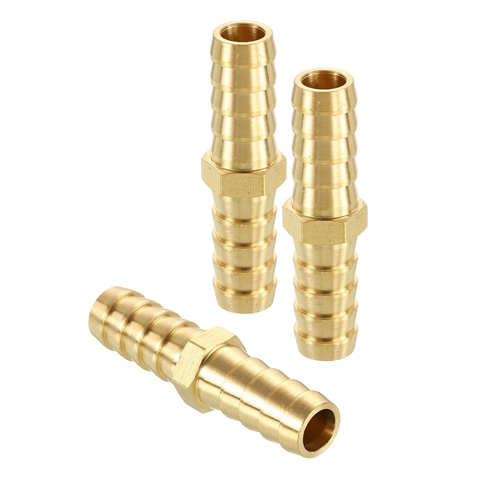 sourcing map 3pcs 3/8"(10mm) to 3/8"(10mm) Brass Hose Barb Fitting Metals Splicer Mender for 3D Printing, Air Compressor, CNC Machine, Dies — image 1