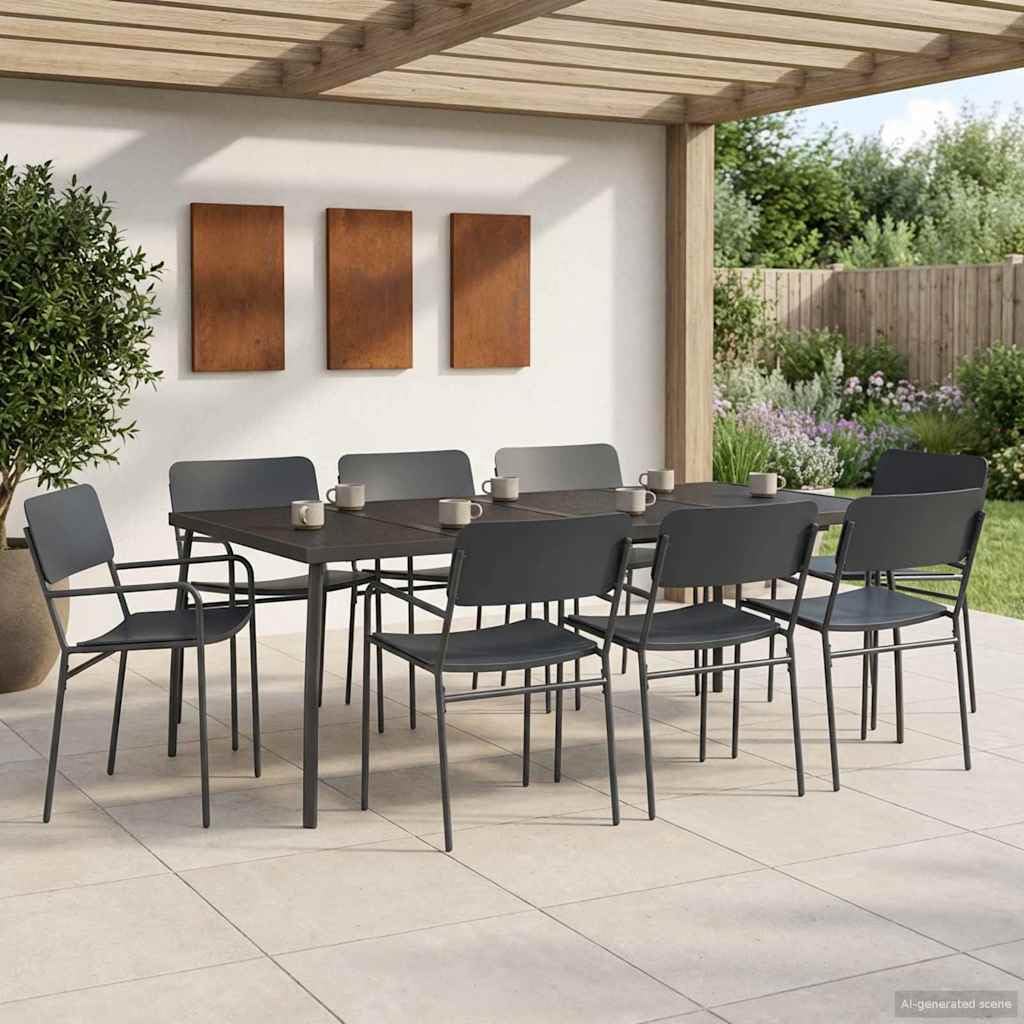 Genérico Conjunto de Comedor 7 uds. Antracita Acero,Mobiliario,Conjuntos de Muebles,200 x 100 x 72 cm-3422864