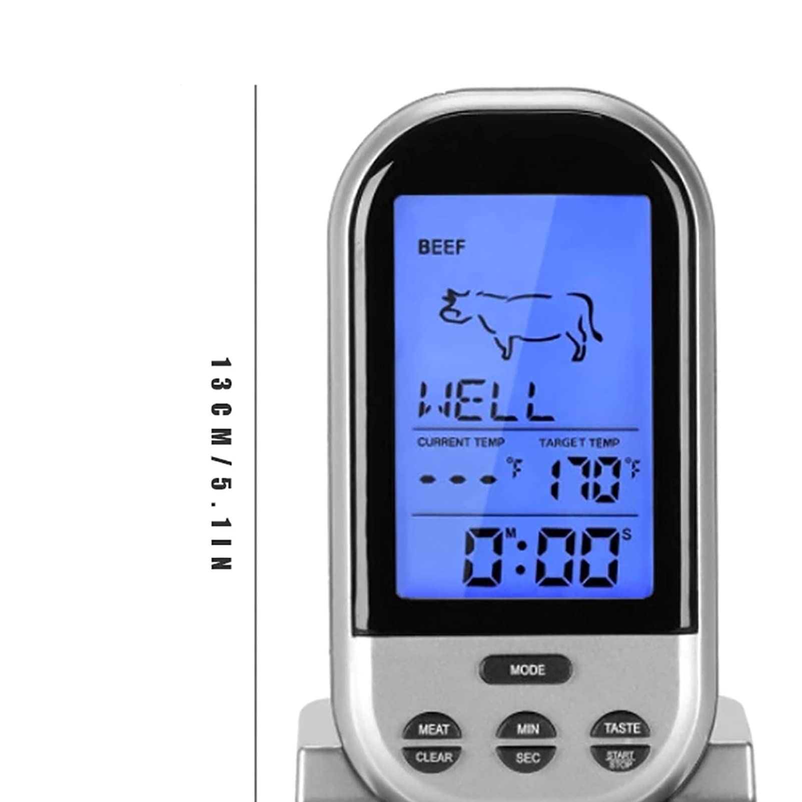 Termómetro de carne inalámbrico, Termómetro de cocina digital LCD Bluetooth Termómetro inalámbrico remoto BBQ BBQ Grill Herramientas de cocción a domicilio con alarma de temporizador