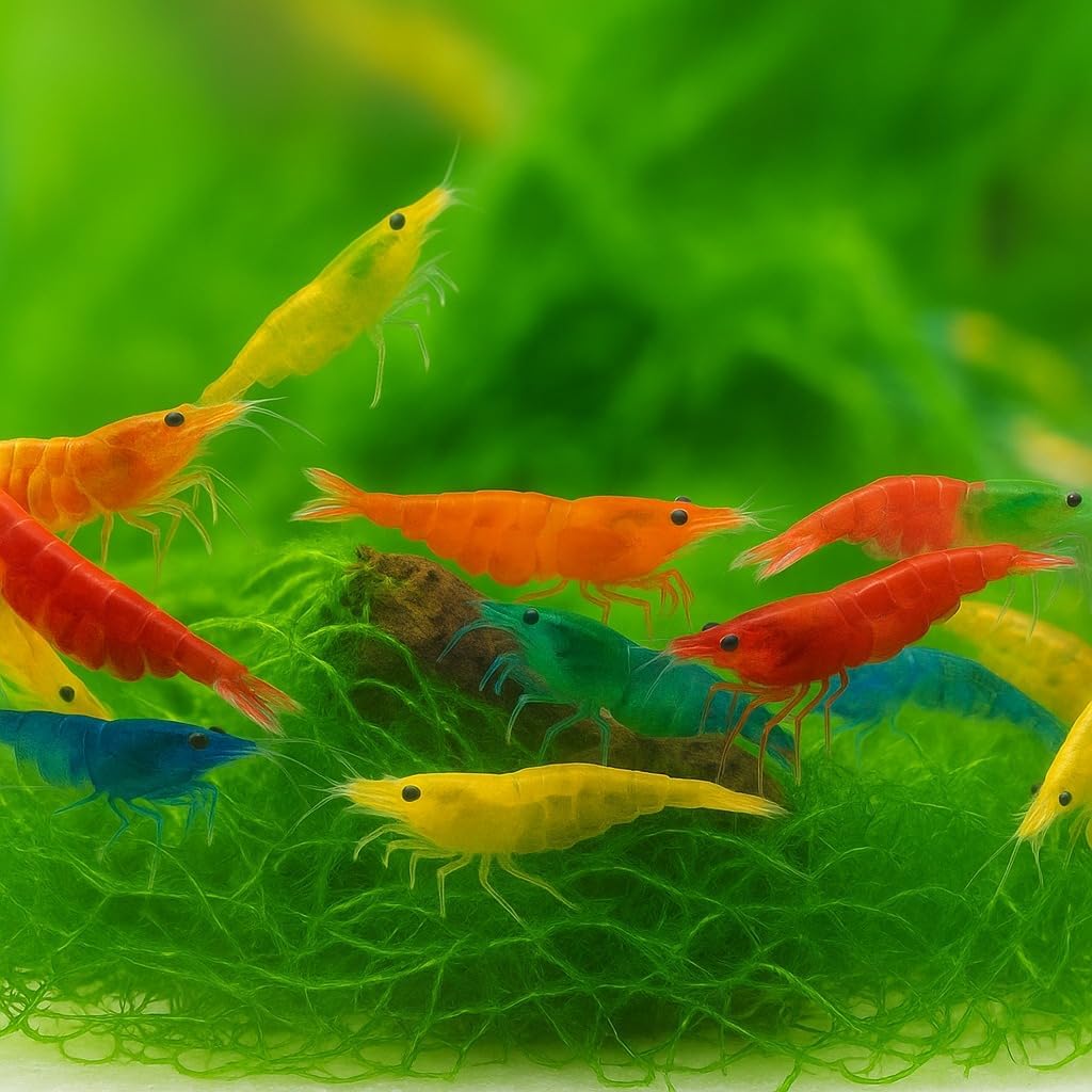 100 + Mixed Color Neocaridina Live Freshwater Aquarium Shrimps for Aquarium Beeding Age Young Adults 1/2-1 inch Long. Live Arrival Guarantee.