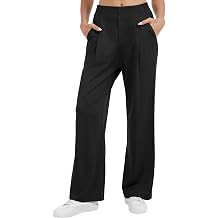 Desol Women's Summer Trousers Women's Lightweight Suit Trousers Fabric Trousers Elegant Palazzo Trousers with Pockets High Waist Wide Leg