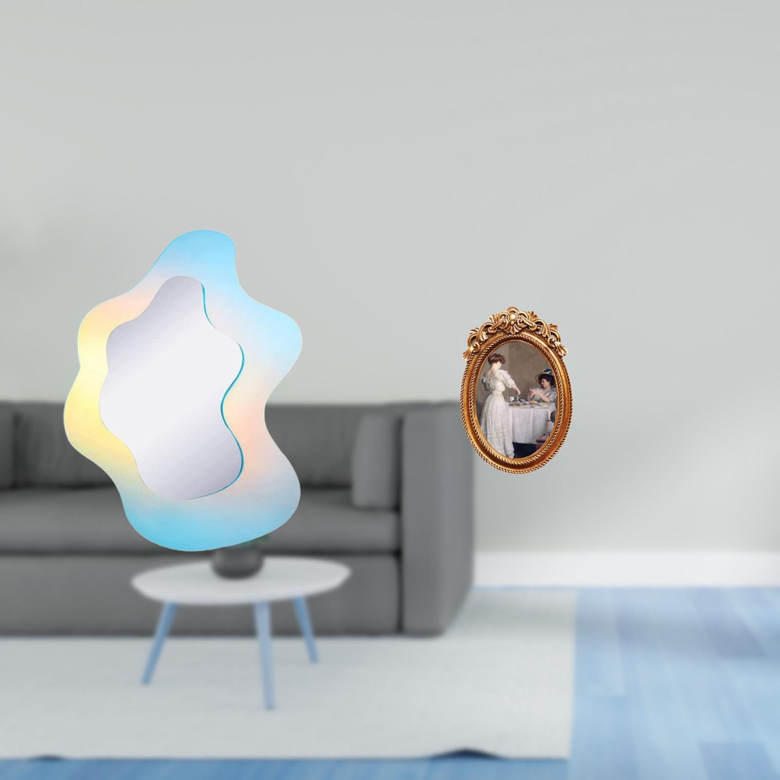 Enakshi® Reflective Resin Wavy Acrylic Mirror and Ornate Decorative Photo Frame for Modern Bathroom Wall and Tabletop Display Holder Stand Bedroom Office Decor|Home & Garden | Home Decor | Mirrors-image-29