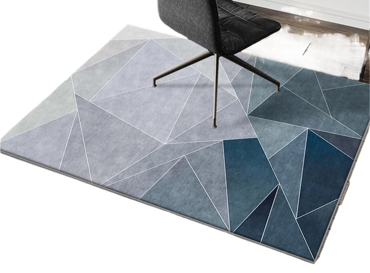 Tappeto geometrico Studio Scrivania for computer for ufficio Sedia for sport elettronici Tappetino antiscivolo Tappetini rettangolari for camera da letto Decora Per Parquet(Blue,120x160cm)