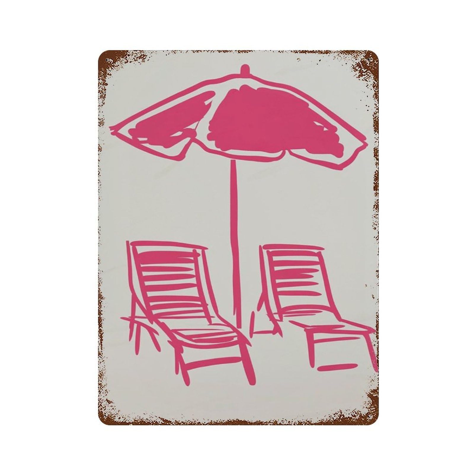 xiaoxiaoshen Beach Chair Minimal Line Modern Summer Coastal Wall Decor Art Metal Tin Poster Modern Home Decor Art Home Bar Shop Decorations Vintage Sign 40x30cm