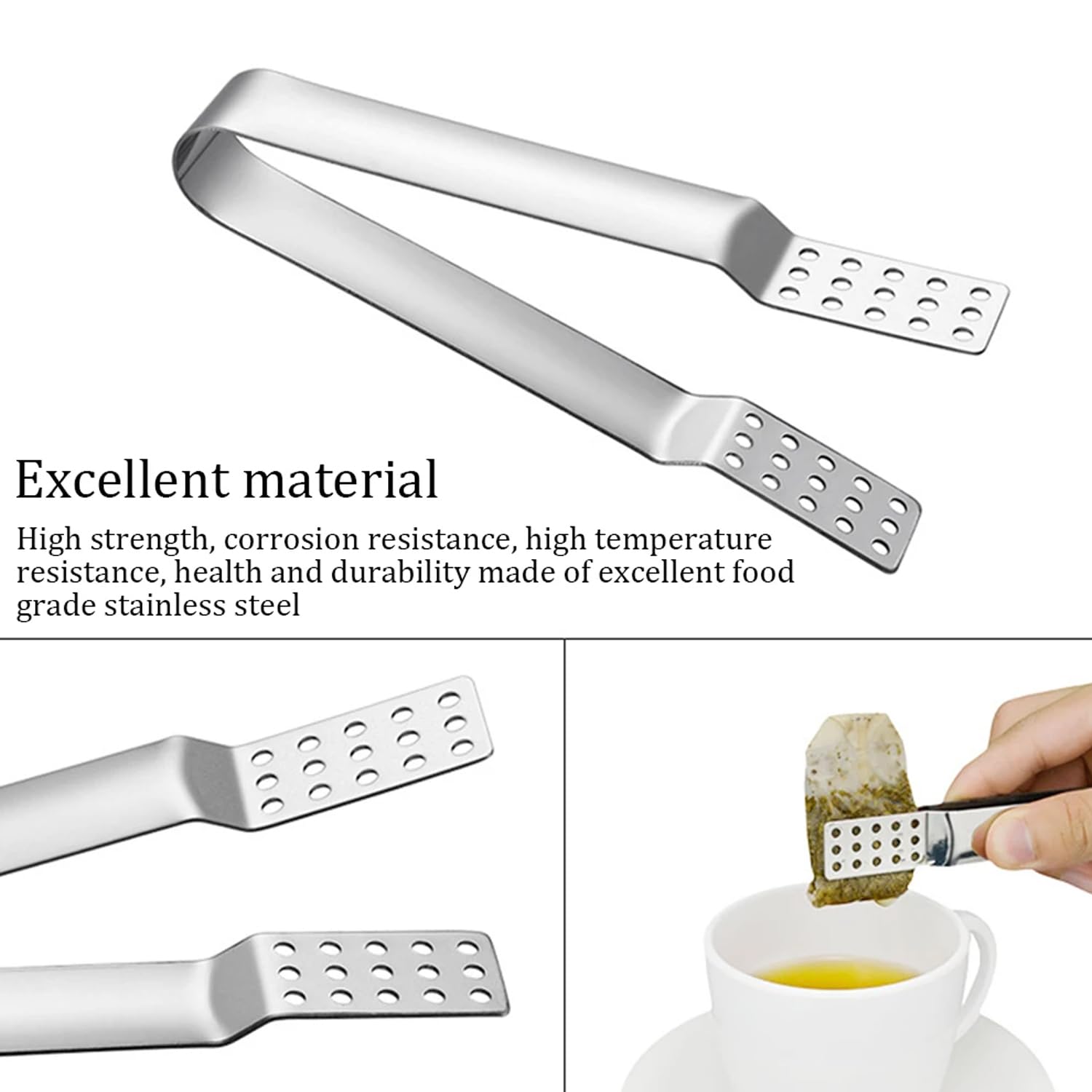 2 Piezas Exprimidor de Bolsas de Té de Acero Inoxidable, Abrazadera para Colador de Bolsas de Té, Herramienta para Exprimir Bolsas de Té para Té Suelto, Hojas Sueltas (Plata)