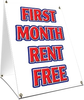 A-Frame Sidewalk First Month Rent Free Sign with Graphics On Each Side | 24" X 36" Print Size
