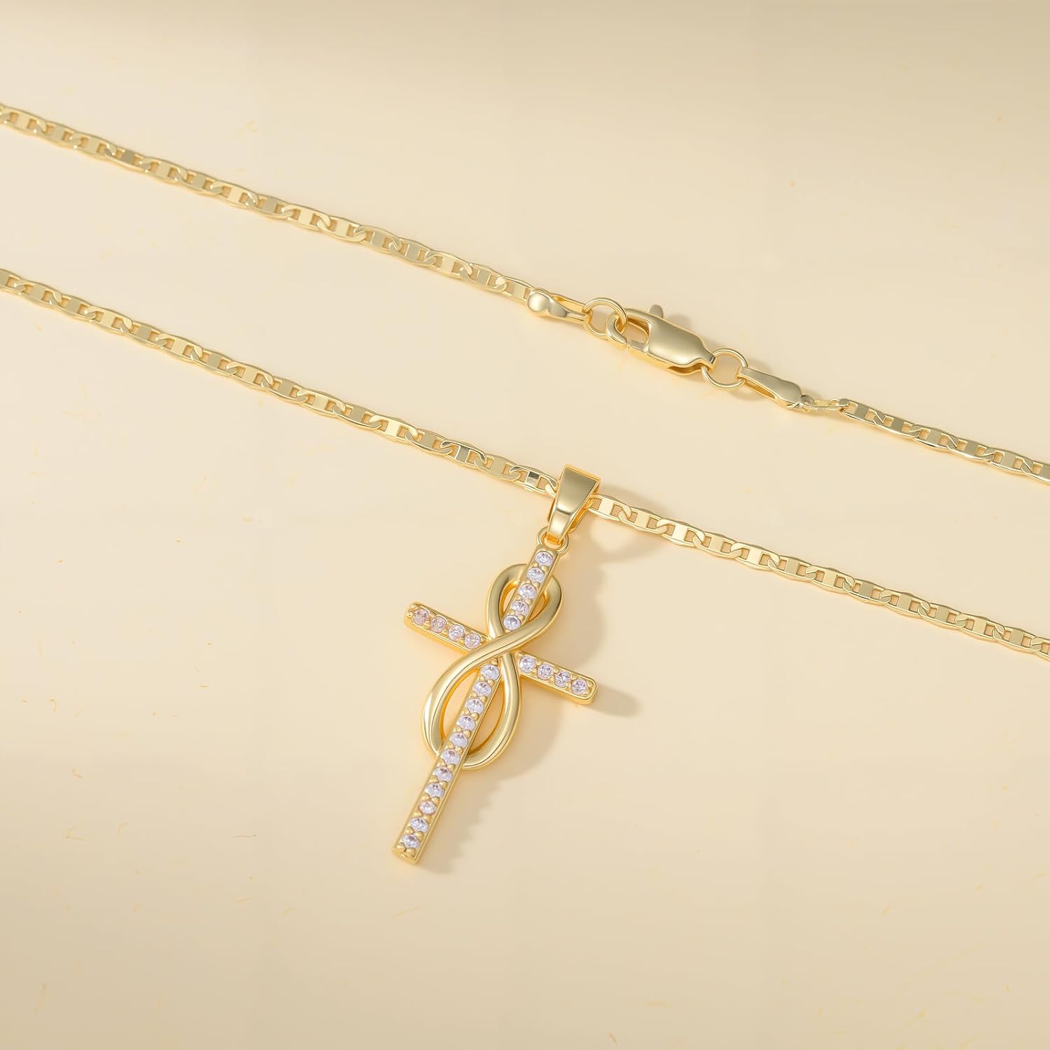 Cross Necklace 14K Gold Cross Necklaces for Women Twisted Cross Infinity Open Loop Pendant Necklace for Womens Religious Jewelry - Image 5