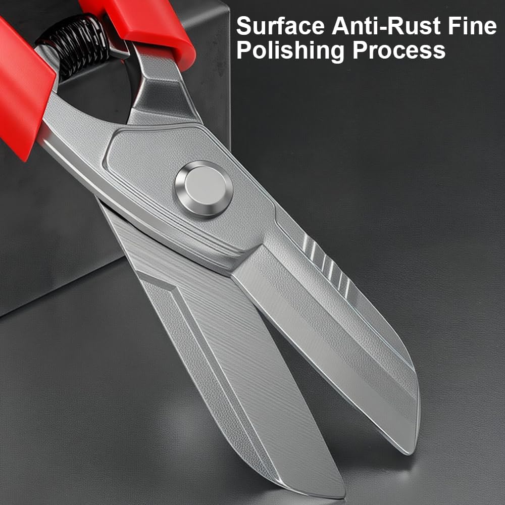 Utility Sharp Aviation Tin Snips, Heavy Duty Scissors, Stainless Steel Shears, Multipurpose, Industrial Grade Tool for iron mesh, iron wires, Leather, Rubber Hose (8-In Industrial Scissors)