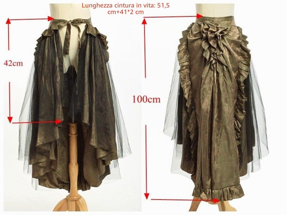 BLESSUME Mantello Medievale Steampunk Vittoriano Volant Gonna Trambusto