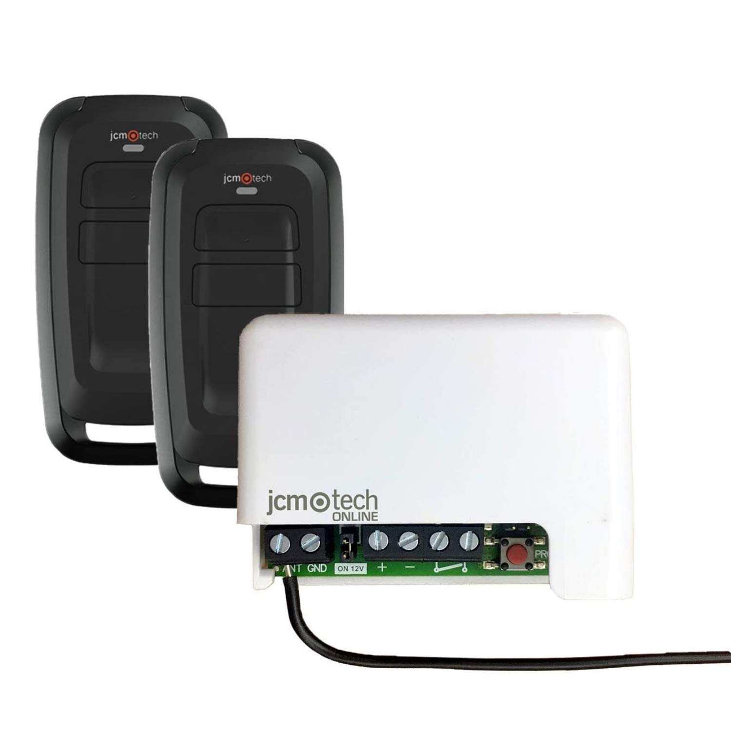 JCM Tech - Conjunto 2 emisores y Receptor Mini BASE 2 MUV - Control de acceso autónomo - Control de acceso para puertas - Código variable con alta seguridad - Kit de Cerradura Inteligente