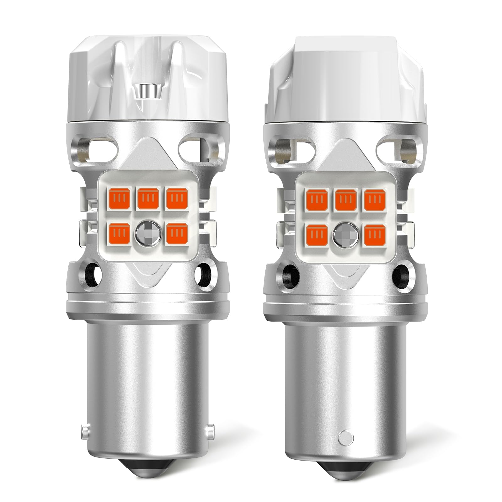 LASFIT T3 1156 LED Bulb Amber Turn Signal Built In Resistor 7506 CANBUS Ready Error Free New 500% Bright Blinker 4000LM Light 1156A P21W 1141 1003 BA15S Front Rear Anti Flicker Hyper Flash (2pcs)