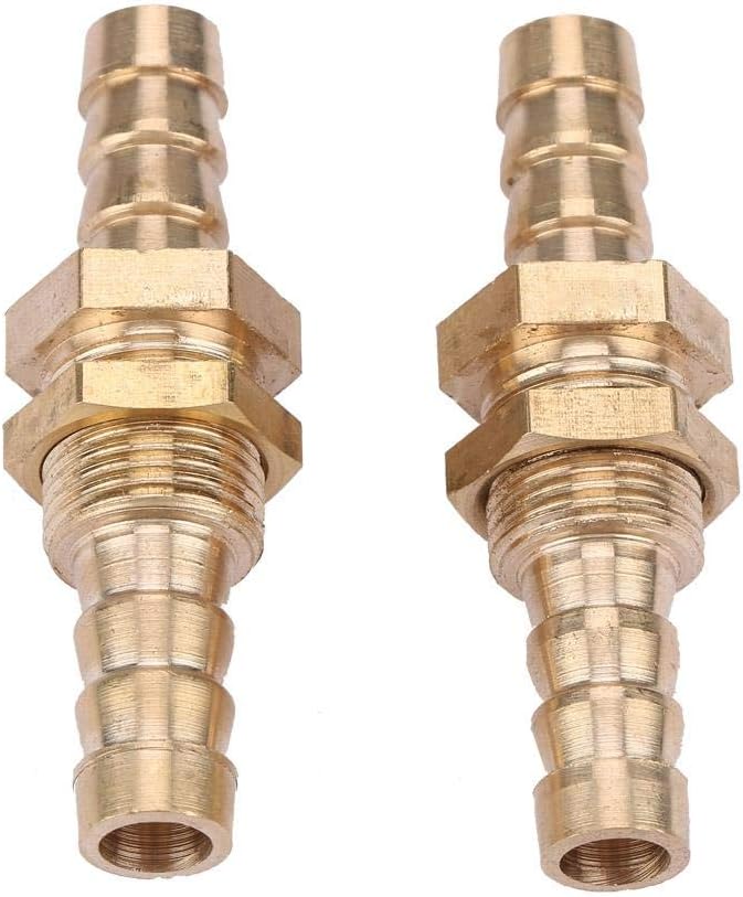 Hose Barbed Bulkhead Brass Rough Pipe Fitting Connector Adapter for Hose Water Air Fuel 2 Pcs (10mm), Gold - Image 3