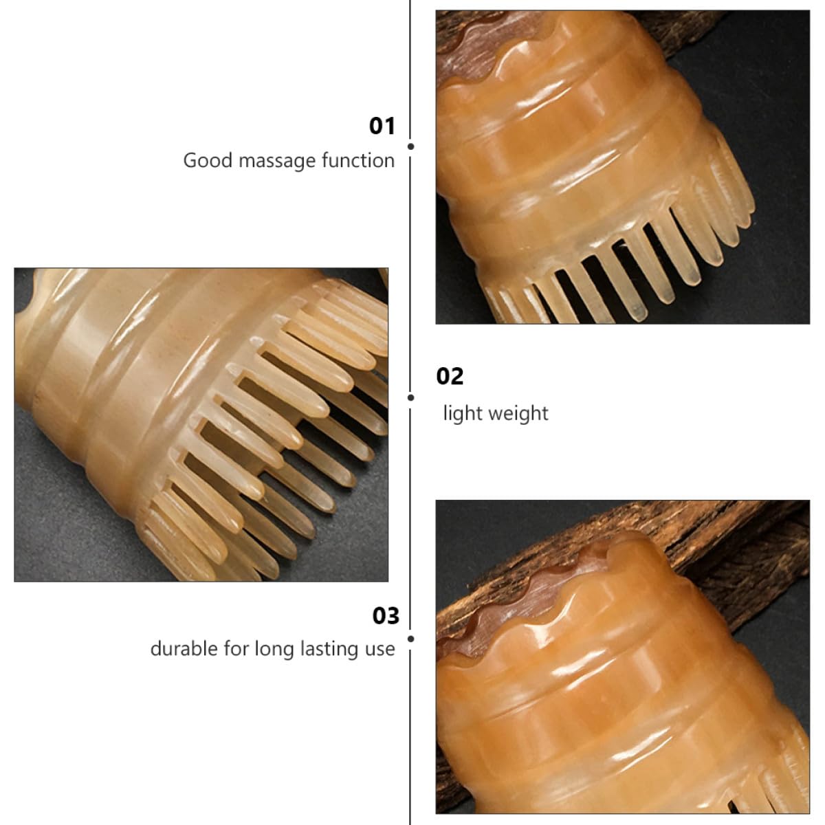 Peine Masajeador de Cuerno Natural Cuero Cabelludo, Cepillo para Champú de Plástico, Masaje Relajante y Limpieza Profunda del Cabello Color Aleatorio