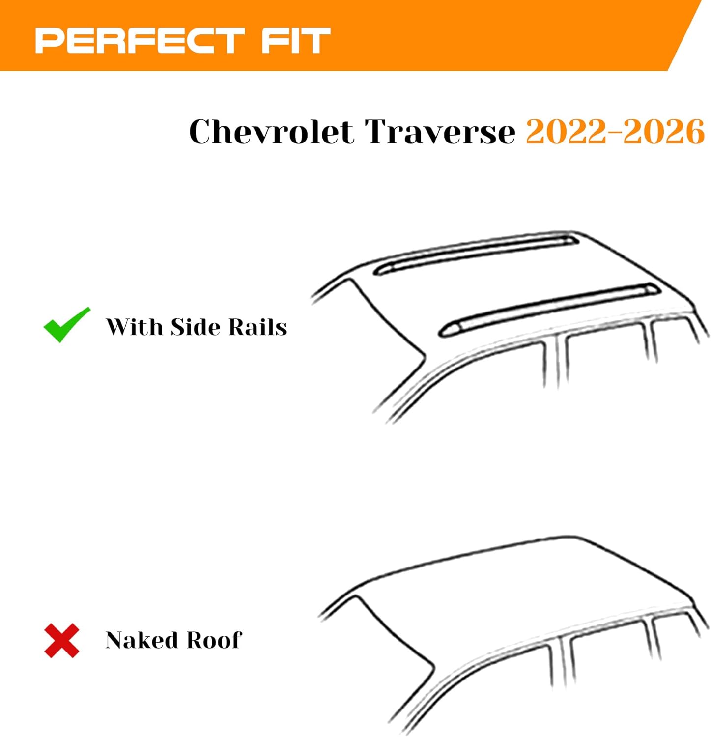 Snailfly 260lbs Roof Rack Cross Bars Fit for 2022-2026 Chevrolet Traverse, Easy Install & Disassemble Roof Rail Crossbars, All Aluminum Rooftop Accessories for Bike Kayak Skis Cargo Canoe