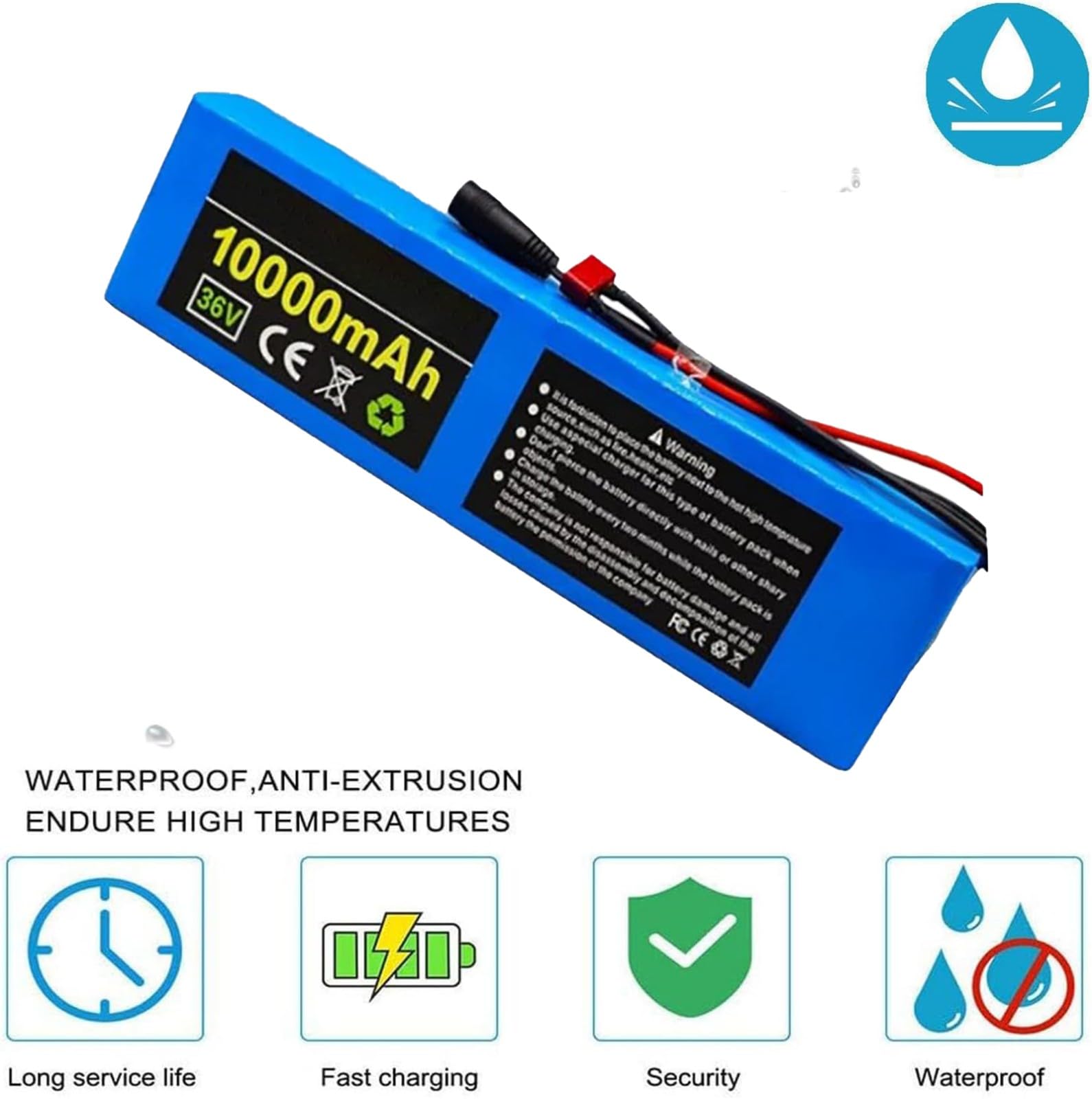 Batterie pour Vélo Électrique 36 V 10 Ah, Batterie Lithium-ION avec Protection BMS Intégrée, Batterie Étanche pour Trottinette Électrique Et Kart Électrique