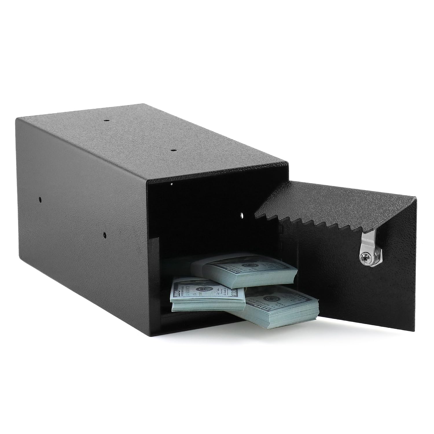 QWORK Caja fuerte resistente con 2 llaves, diseño de ranura unidireccional antirrobo para almacenamiento seguro de efectivo, llaves y documentos, ideal para pequeñas empresas, minoristas, iglesias y