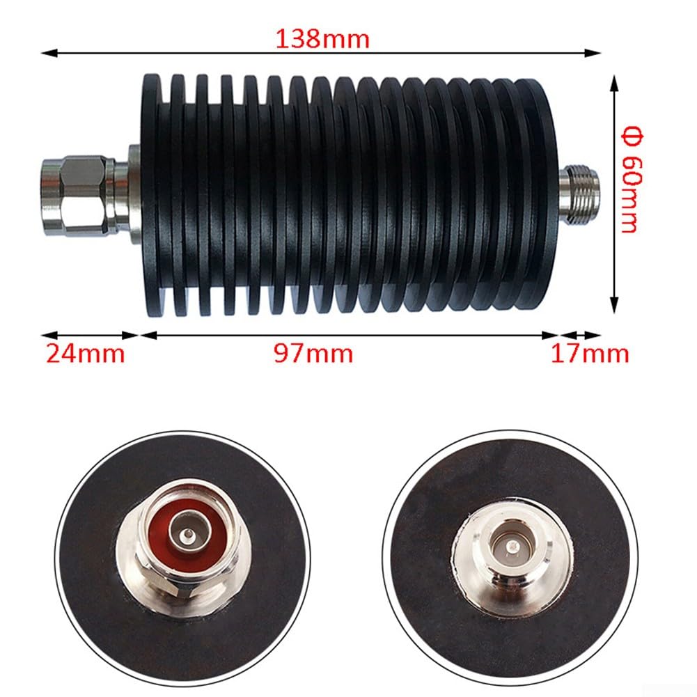 Atténuateur fixe N mâle vers N femelle 20 dB DC vers 4 GHz 100 W coaxial RF Atténuateur 50 Ohm Impédance pour laboratoire et utilisation sur le terrain