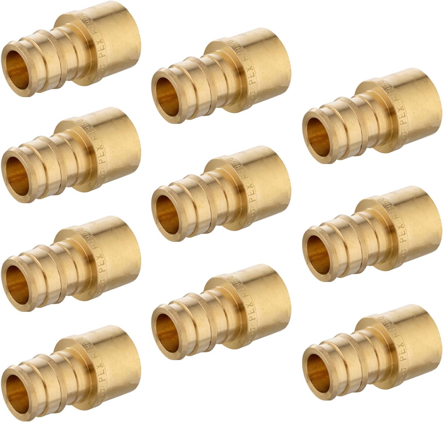 (Pack of 10) EFIELD Pex A Expansion Brass Fittings 3/4"x 3/4" Female Sweat Adapter, ASTM F1960,(PEX1960054)