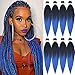 Pre-stretched Braiding Hair Yaki Texture Kanekalon Braids Hair 20 Inch 8 Packs/Lot Synthetic Hair for Easy Braids Itch Free Ombre Black to Blue (1B/Blue)